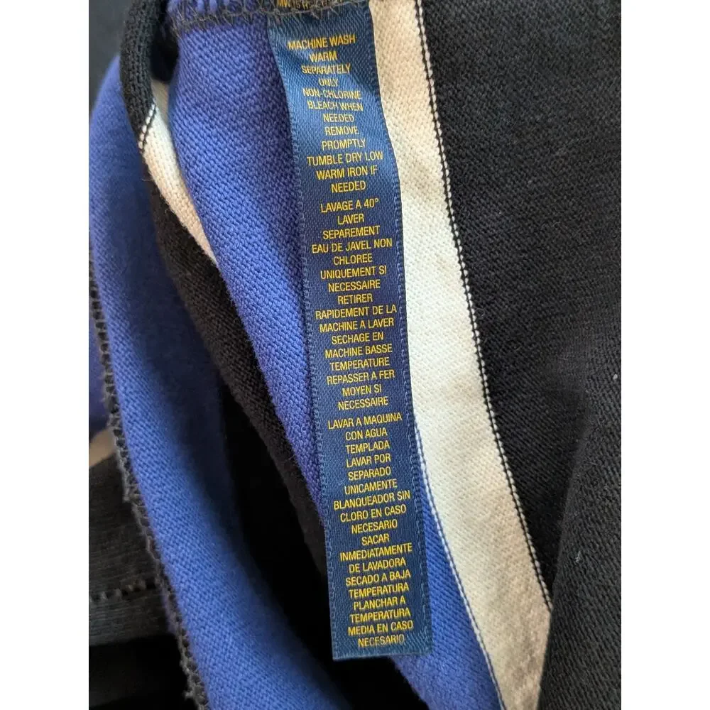 Vintage Ralph Lauren Rugby Long Sleeve Shirt RARE 2005 Crest Large Slim Striped
